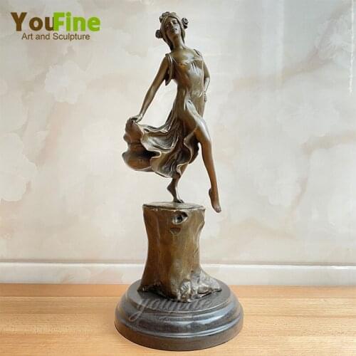 13 Inch Bronze Western Woman Dancing Sculpture Bronze Female Dancer Statue Figurine For Home Hotel Decor Ornament Art Crafts