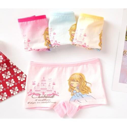 4 Pcs/Lot Girls Underwear Soft Cotton Children Panties Beautiful Princess Cartoon Kids Shorts Breathable Girls Boxers Knickers