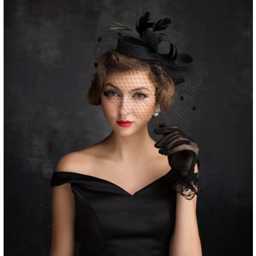 Vintage Birdcage Veil Net Bridal Hats Wedding Accessories Brides Fascinator Black Veil Chic Women Headwear Hand-made Veils