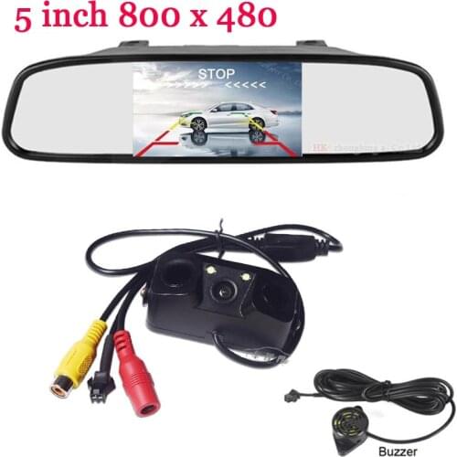 3 in 1 Video Parking Car Reverse Parking Rearview Mirror Display Monitor+Camera & Radar Alarm Sensor