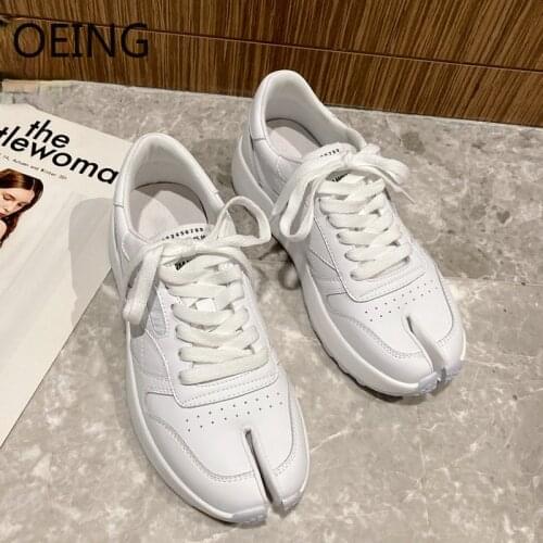 2021 Spring Autumn Women Split Toe Sneakers Ladies Casual Breathable Female Vulcanized Shoes Lace Up Woman Comfort Walking Shoes