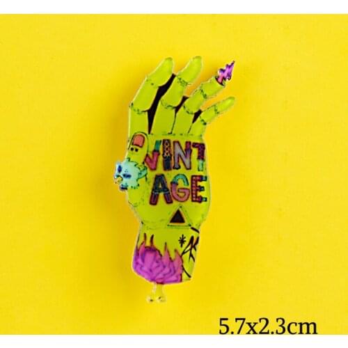 Halloween Party Pin Icons Gothic Denim Jacket Backpack Hat Accessories Classic Punk Hand Bone Skeleton Brooch Badge Friends Gift