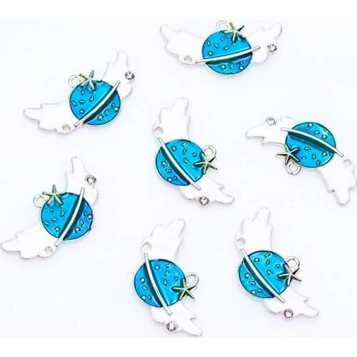 10pcs/Lot Metal Enamel Universe Charms for Earring Fashion Jewelry Making Pendants Accessory for Bracelet Necklace 24265