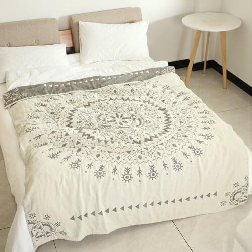 100% Cotton Muslin Autumn Blanket Bed Sofa Throw Breathable Chic Indian Style Bed Cover Soft Throw For Picnic