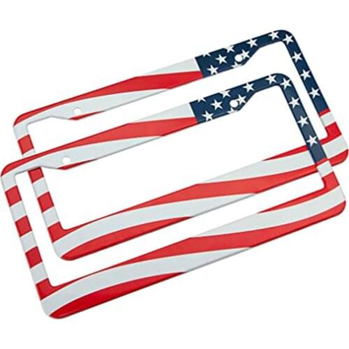 2pcs Universal Aluminum Alloy Car License Plate Frame Cover Us Waterproof Number Plate Holder Car Decoration Parts