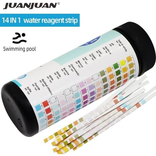 50 pcs 14 In 1 Ph Test Strips For Water Quality Analyzing Testing Residual Chlorine pH Alkalinity Iron Etc 40%off