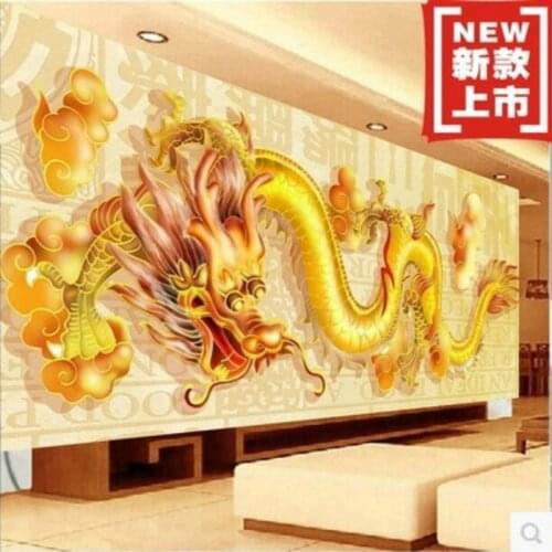 Diamond Embroidery Mosaic Painting Cross Stitch Full Round Drill Big Auspicious Goldern Dragon DIY 5D/3D Sale Decoration Gift