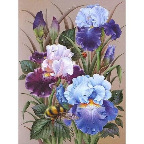 DIY Diamond Embroidery Iris Flower Cross Stitch Full Square 5D Drill Painting Rhinestone Mosaic Home Decor Wall Art Gift