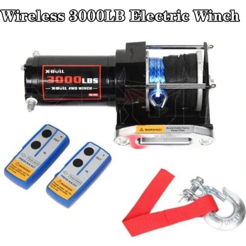 12V Wireless 3000LB / 1361KG Electric Winch Synthetic Rope ATV Electric Winch