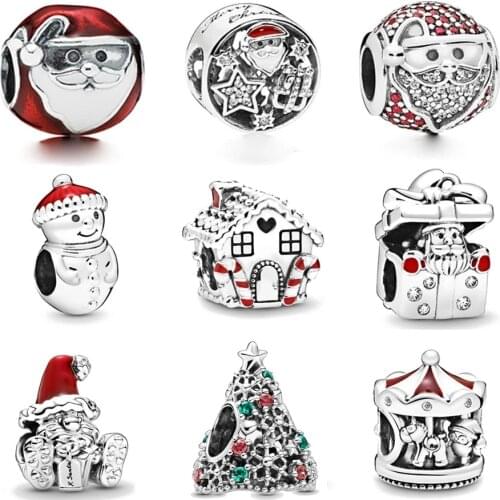 Authentic 925 Sterling Silver Charms Christmas days snowman Horse Beads Fit Original Pandora Charm Bracelet Necklace DIY Jewelry
