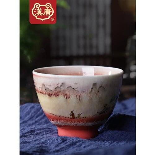 Hantang Firewood Master Cup Single Jingdezhen Ceramic Cup Tea Cup Kiln Baked Hand-Painted Cup Opening Film Kung Fu Tea Teaware