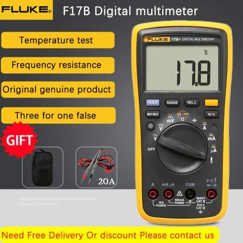 FLUKE 17B+ Digital multimeter AC/DC Voltage Current Capacitance Ohm Temperature tester Auto/Manual Range Measurement