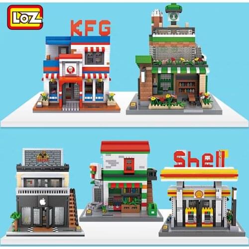 LOZ Diamond Building Block City Architecture Mini Street View Coffe Shop Model Assemble Bricks For Children Kids Toys Present
