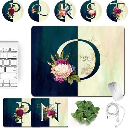 Gaming Mouse Pad Small Durable Mousepad PU Leather 26 Letter Patterns Print Series Anti-slip Computer Office Desk Accessories