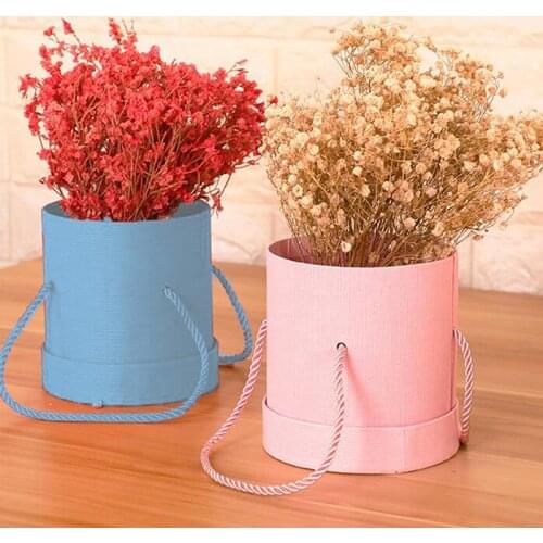 Round Flower Paper Boxes Lid Hug Florist Flower Hold The Bucket Gift Packaging Box Gift Candy Bar Party Wedding Gift Storage Box
