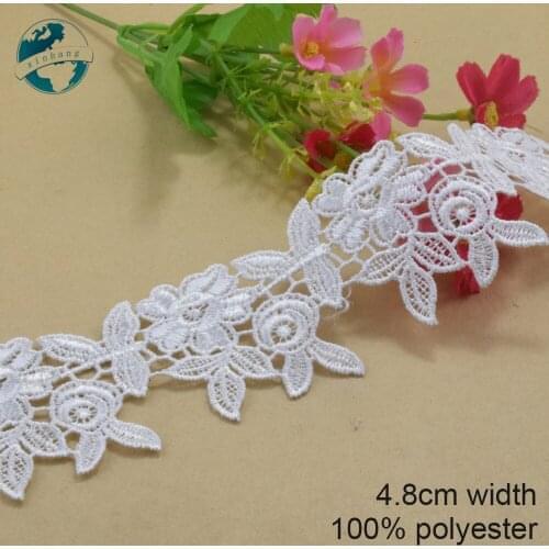 10yards 4.8cm white polyester embroidery lace french lace ribbon fabric guipure diy trims warp knitting sewing Accessories #3970