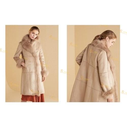 Shipping,quality winter Free thick warm long jacket.fashion street Faux shearling coat.genuine fox fur jackets.faux leather