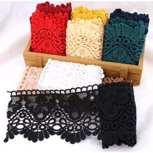 1Meter Hollow Out Floral Embroidered Water Soluble Lace Ribbon DIY Apparel Sewing Fabric Black White Handmade Crafts Lace Tape