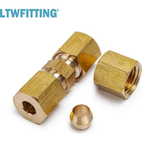 LTWFITTING Value Pack 3/16"OD Brass Compression Union,Sleeve Ferrule,Nut