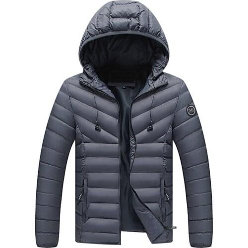 2021 Winter Men Warm Casual Jacket Mens Cotton -Padded Jacket Streetwear Parkas Male Thick Hooded Solid Outercoats