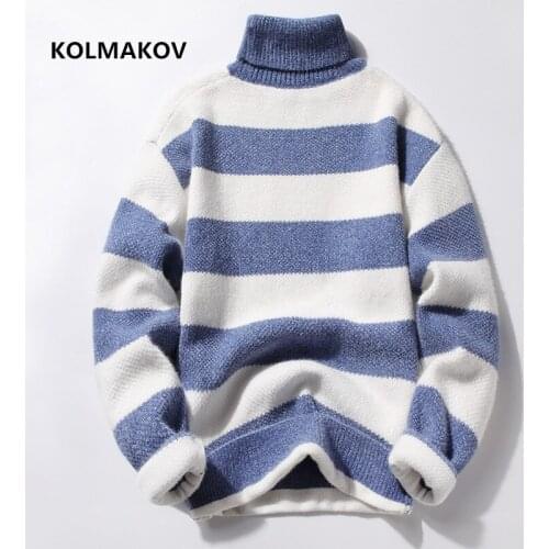 Sweaters men 2020 Winter new arrival thick stripe sweater men Student youth sweaters slim fit Mens wool pullovers MY033
