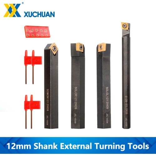 Turning Tool Holder Set 4pcs 12mm Shank Lathe Turning Tools Carbide Insert Blades Lathe Boring Bar Kit External Turning Tool Set