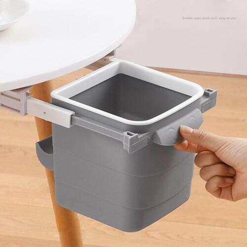 Mini Desktop Trash Can Plastic Waste Bins Hidden Retractable Household Clean Trash Desk Practical Scissors Office Supplies #BL5