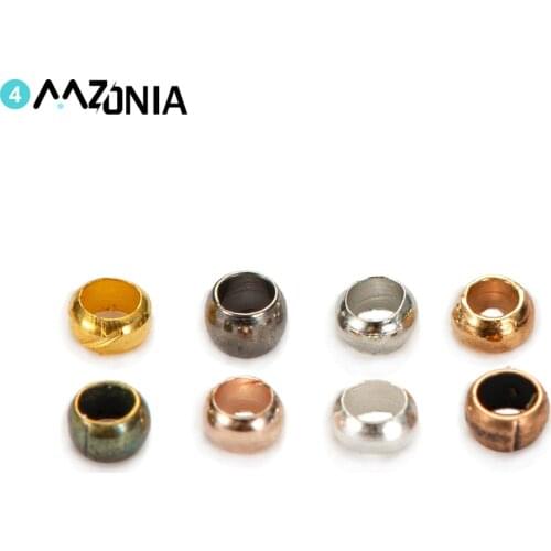 500pcs/lot 2 2.5 3 4mm Gold Copper Ball Crimp End Beads Dia Stopper Spacer Beads For Diy Jewelry Making Findings Supplies