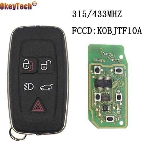 OkeyTech 5 Buttons 315/433MHZ For Land-rover LR4 Discovery Sport Freelander Evoque Complete Remote Control Car Key FCC:KOBJTF10A