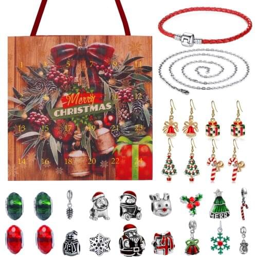 Behogar Christmas Advent Countdown Calendar 24 Days DIY Necklace Bracelet Earrings Charms Pendants Set for Girls Xmas Gifts