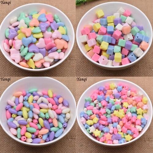 Colorful Acrylic Beads Heart Star Oval Square Spacer Beads For Jewelry Making Findings Women Children DIY Childrens beaded toy