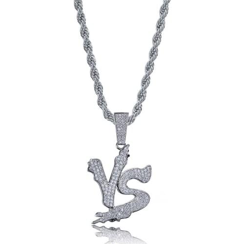 Lucky Sonny Fashion Letters Pendant Hip-hop Rope Chain Pendants Necklaces Mens Zircon Paved Iced Rappers Club Hip Hop Jewelry