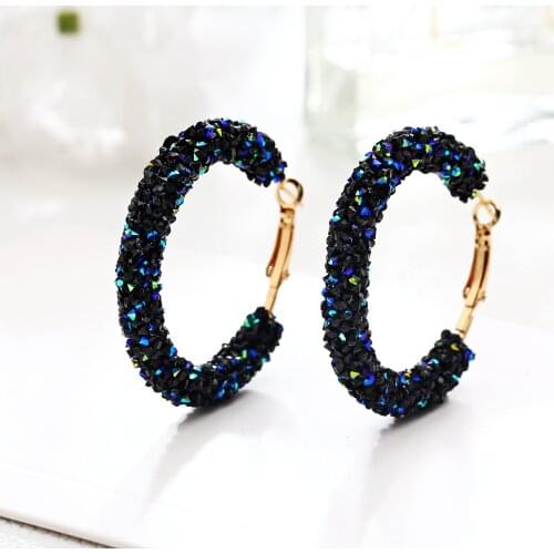 Crystal Hoop Earrings for Women 2020 New Round Rhinestone Big Earring Female Fashion Charm Pendientes Jewelry For Female