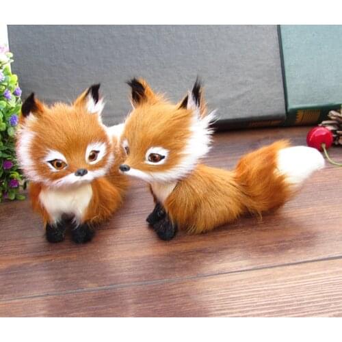 Simualtion brown fox 13x9cm model plastic& furs big head fox toy one lot / 2 pieces , home decoration Xmas gift w5765