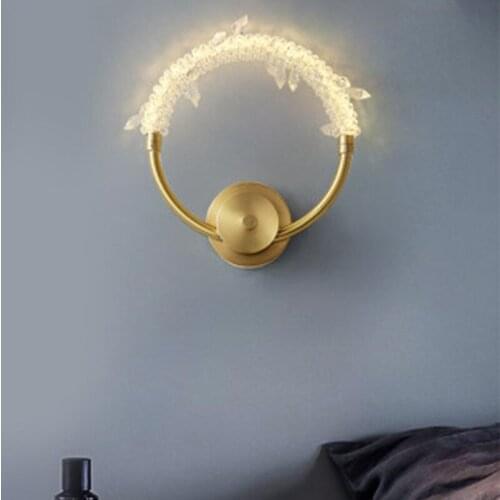 Modern Brass Copper Crystal Wall light Living Room Dining Room Bedroom Wall Lamp Lighting Fixture LED Suspension Lamps WA271