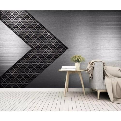 Modern simple 3D solid geometric metal texture living room background wall