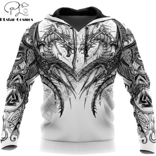 Viking Tattoo Dragon 3D All Over Printed Autumn Men Hoodies Unisex Casual Pullovers Zip Hoodie Streetwear sudadera hombre DW630