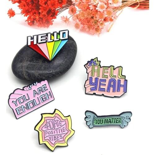 Creative personality design "HELLO" big slogan enamel brooch cartoon fun alloy badge backpack accessories gifts for friends