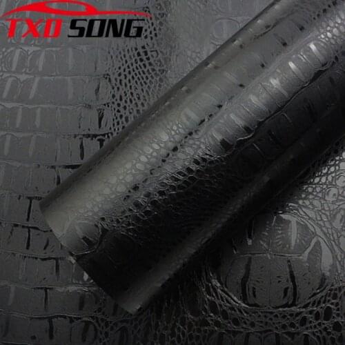 Premium Black Crocodile Leather Grain Texture Vinyl Car Wrap Sticker Decal Film Adhesive Sticker Interior Car Styling Covering