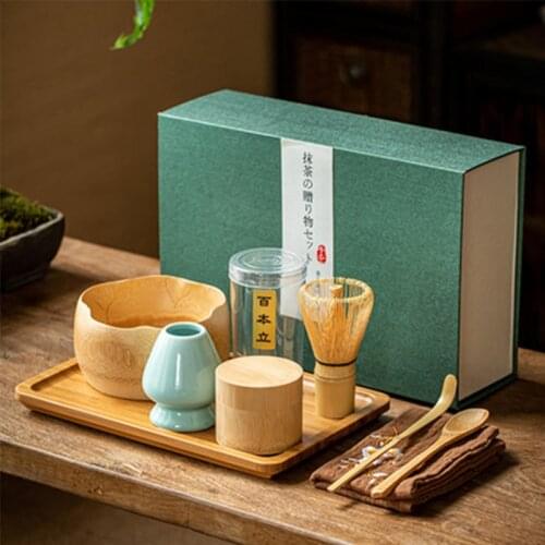 Japanese Traditional Matcha Giftset Bamboo Matcha Whisk Scoop Ceremic Matcha Bowl Whisk Holder Tea Ceremony Accessories