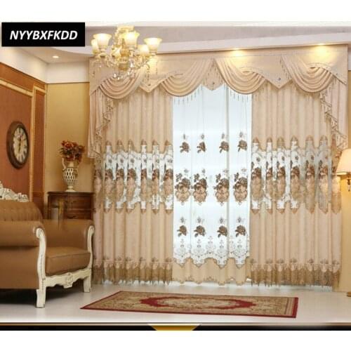 European Style Embroidered Blackout Curtains Chenille Fabric Luxury Curtains Living Room Dining Room Bedroom Decorative Curtains