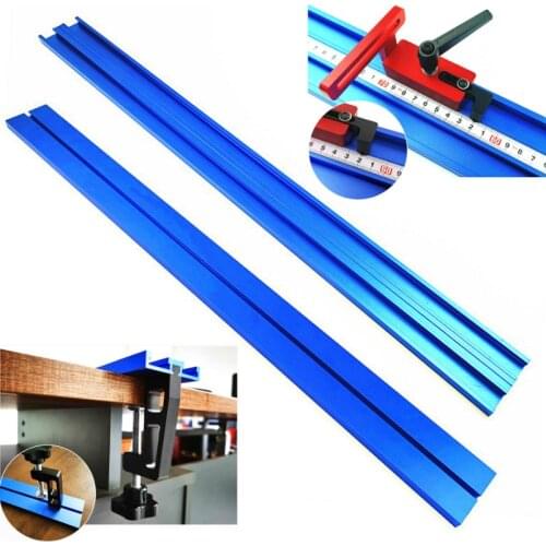 Woodworking Chute Aluminum Alloy T-Track 600/800mm T-slot Miter Track 70mm Height Chute with Scale / Miter Track Stop / G Clamp