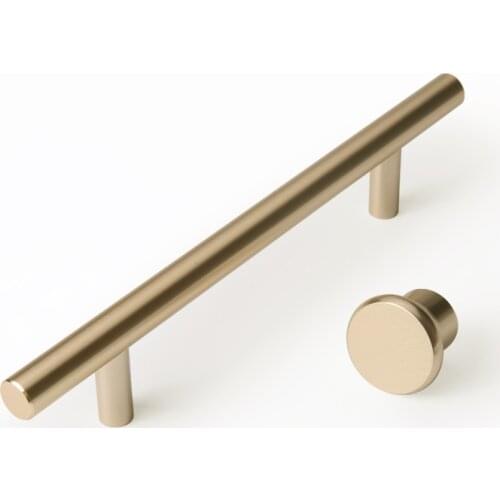 Gold Brass T Bar Cabinet Handle Knobs Furniture Pulls for Kitchen Dresser Knob Wardrobe Hardware