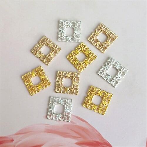 100 PCS 15mm Fashion Metal Alloy Hollow Square Connectors DIY Handmade Earrings Hair Accessories Wholesale