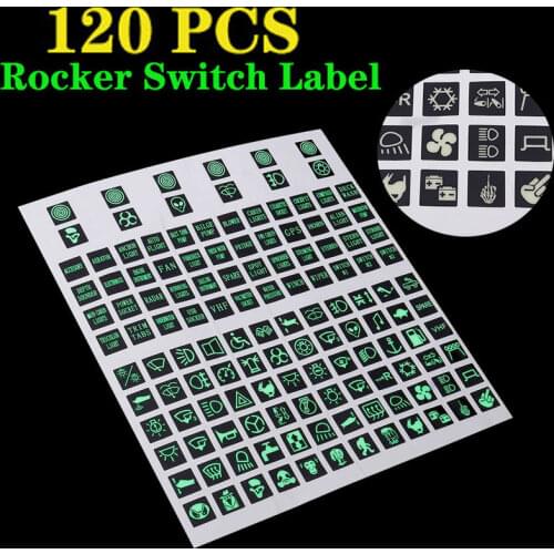 120 Sticker Labels Rocker Switch Label Decal Circuit Panel Luminous Sticker For Car Marine Boat Truck Instrument Switches Relays