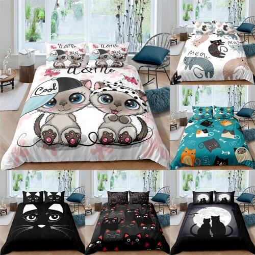 2/3Pcs Bedding 3D Cat Bedclothes Bedding Decor Comfortable Bedding Sets Duvet Cover Double /Full /Twin/ Queen/ King Size
