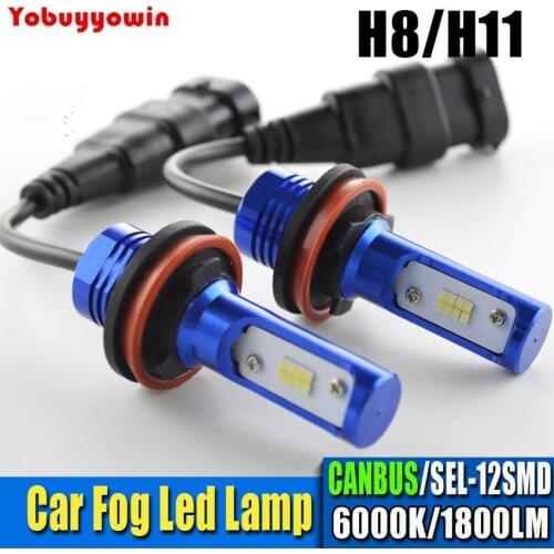 2x High Power 16*5W Samsung Chips H11 H8 Super Bright 6000K White LED Lights Bulbs for Replacing Fog Light Lamps Canbus