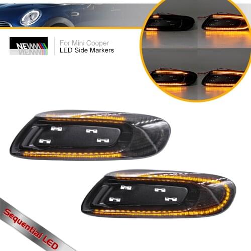 Smoked Dynamic Sequential Amber Front Led Side Marker Lights For Mini Cooper F55 F56 2014- F57 2016