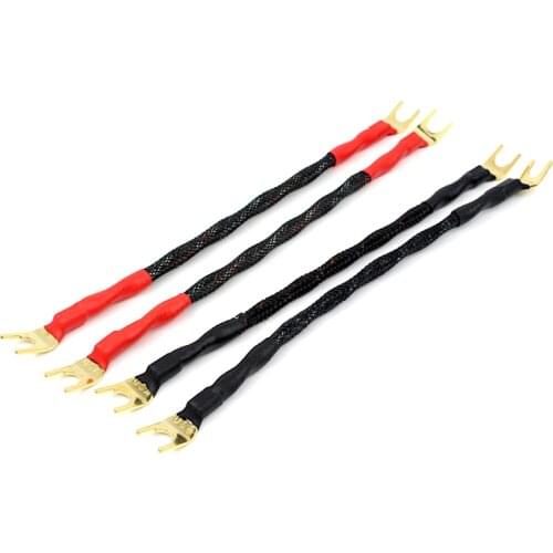 Silver Plated Audio Speaker Jumper Y Plug Connector Bridge Cable