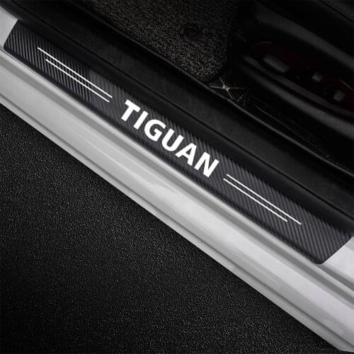 4Pcs For VW Volkswagen Tiguan 2008 2009 2010 2011 2012 2013 2014- 2021 Car Door Threshold Plate Sill Carbon Fiber Stickers